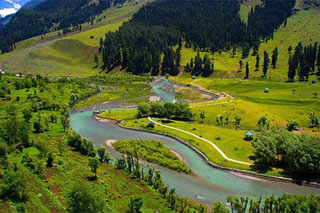 Green mountain valley in Kashmir